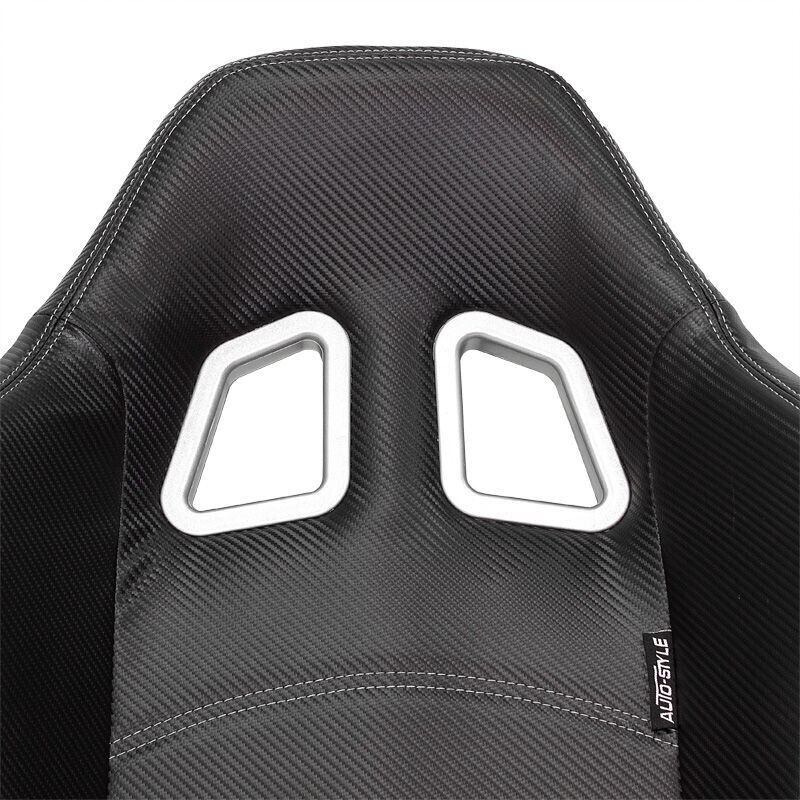 Auto-Style x1 Universal Carbon Fibre Weave Bucket Seat Black Synthetic leather +slides