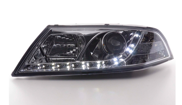 FK Pair LED DRL Halo Lightbar headlights Skoda Octavia 2 04-08 1Z MK2 Chrome LHD