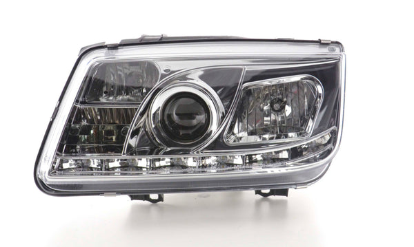 FK LED DRL Halo Lightbar Headlights VW Bora 1J 99-04 black chrome LHD