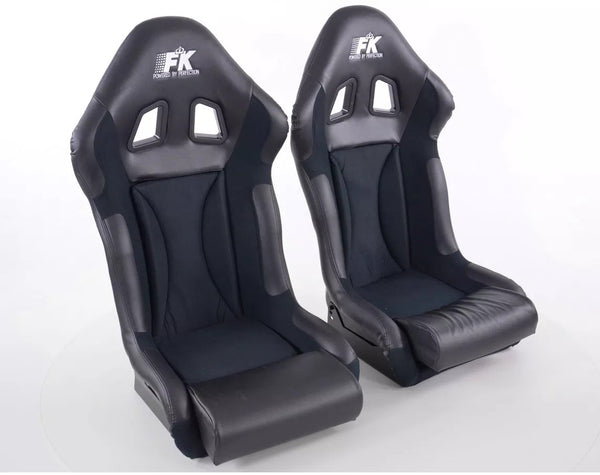 FK Pair Universal Full Bucket Sports Seats - Deluxe FG Glossy Back x5 Colour