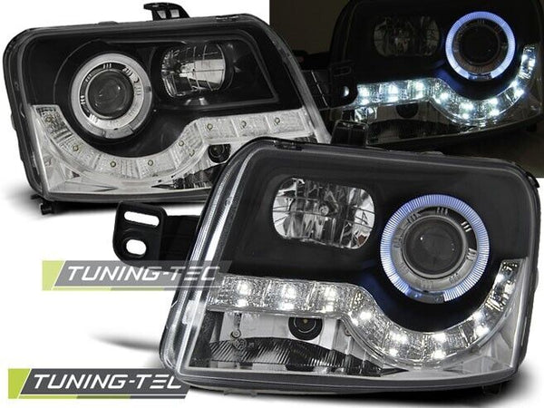 Tuning-Tec LED DRL Halo Ring Lightbar Headlights FIAT PANDA 03-12 Black LHD