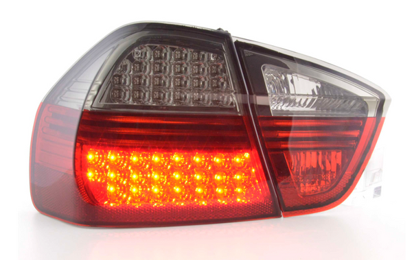 FK Pair LED Lightbar REAR LIGHTS BMW E90 E91 3 SERIES 05-08 red black Saloon LHD