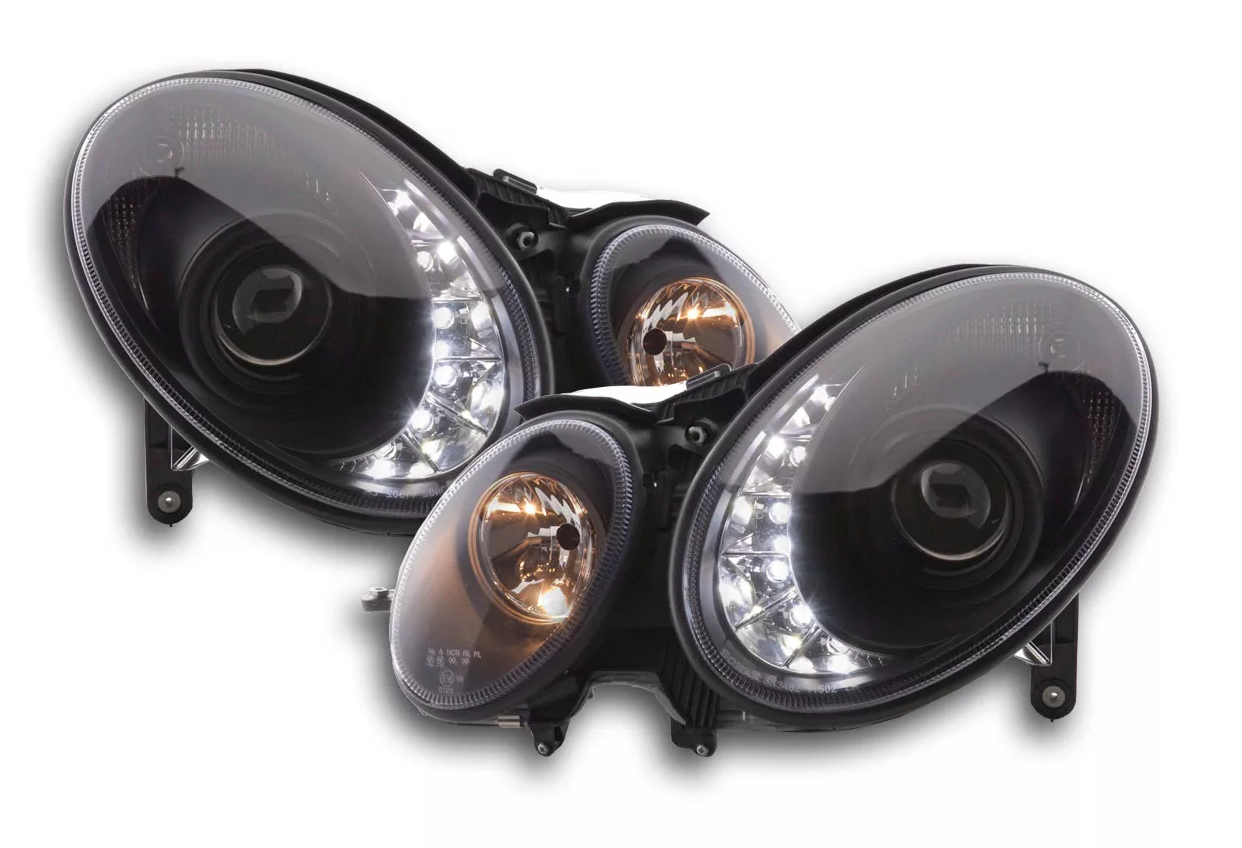 FK LED DRL Angel Eye Projector Headlights Mercedes E-Class W211 06-08 AMG LHD