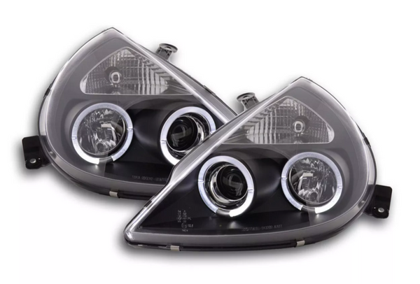 FK Pair LED DRL Angel Eye Halo Ring headlights Ford KA RBT 97+ Black LHD