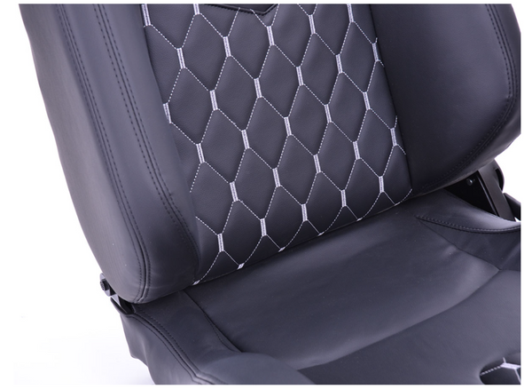 FK Universal Reclining Bucket Sports Seats - RS Carbon Matte Black Silver Stitch