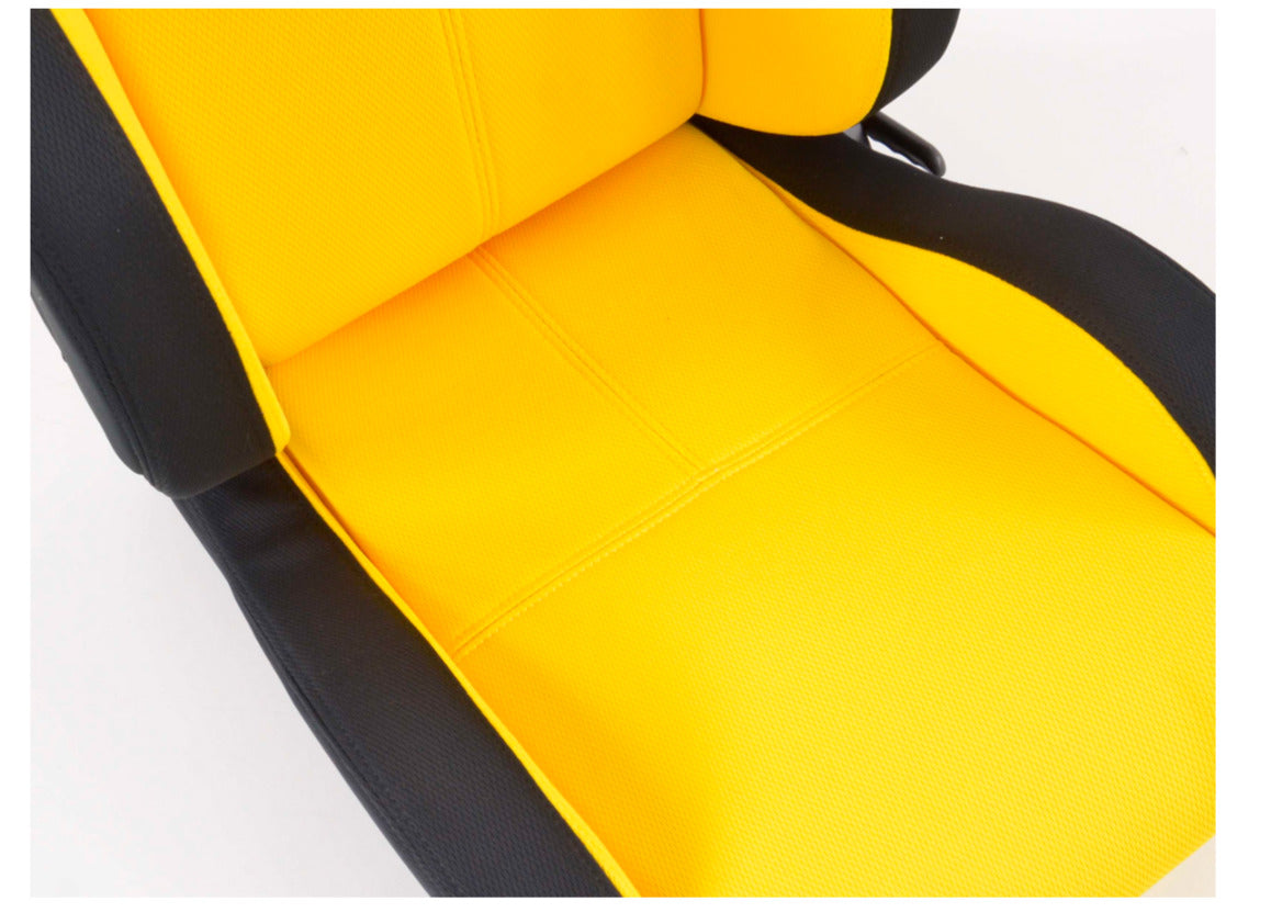 FK Pair Universal Reclining Bucket Sports Seats - Race Black & YELLOW Motorsport