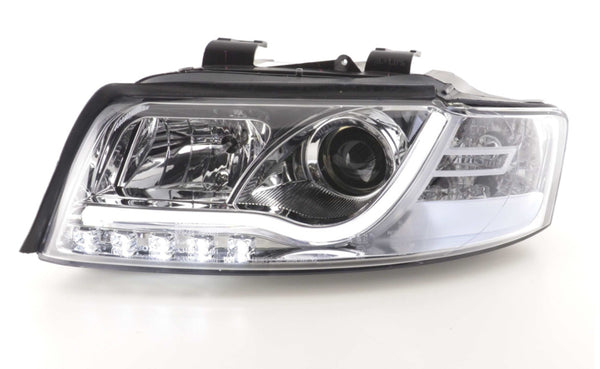 FK Set LED DRL Headlights Halo Lightbar Audi A4 b6 8E 01-04 Chrome H1 LHD S4