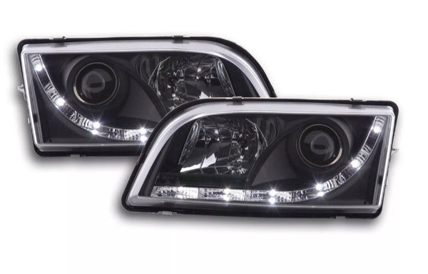 FK LED DRL Lightbar Deluxe Headlights Volvo S40 V40 V50 M V 96-04 Black LHD