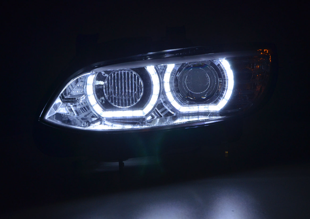 FK Paar LED DRL Projektorscheinwerfer BMW 3er E92 E93 06-10 schwarz Xenon LHD