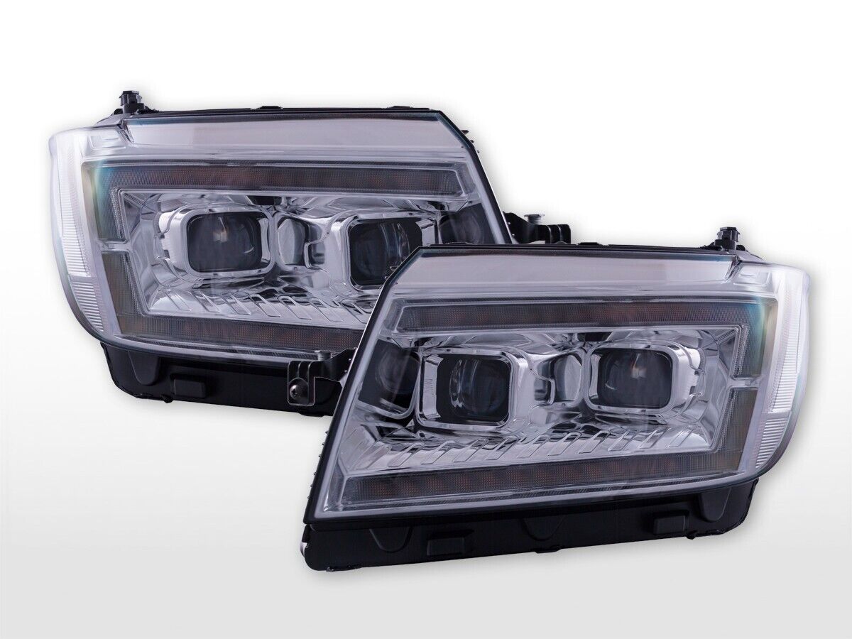FK LED DRL Devil Eye Halo DYNAMIC SEQ Lightbar Sequential Animated Headlights VW Crafter BJ 17+ Chrome LHD