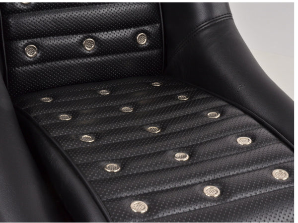 Black Studded Classic Car Retro Kit Resto Mod No Headrests Sports Bucket Seats