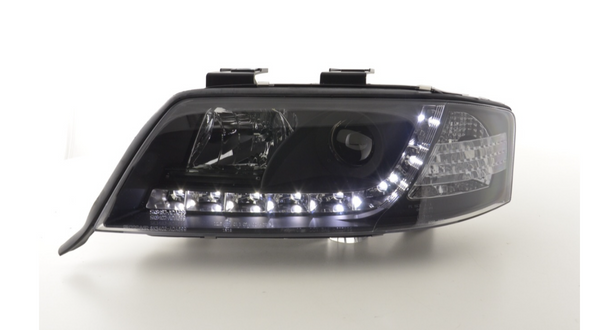 FK Paar LED DRL Halo Scheinwerfer Lichtleiste A6 C5 4B 97-01 Schwarz S6 S-Line LHD