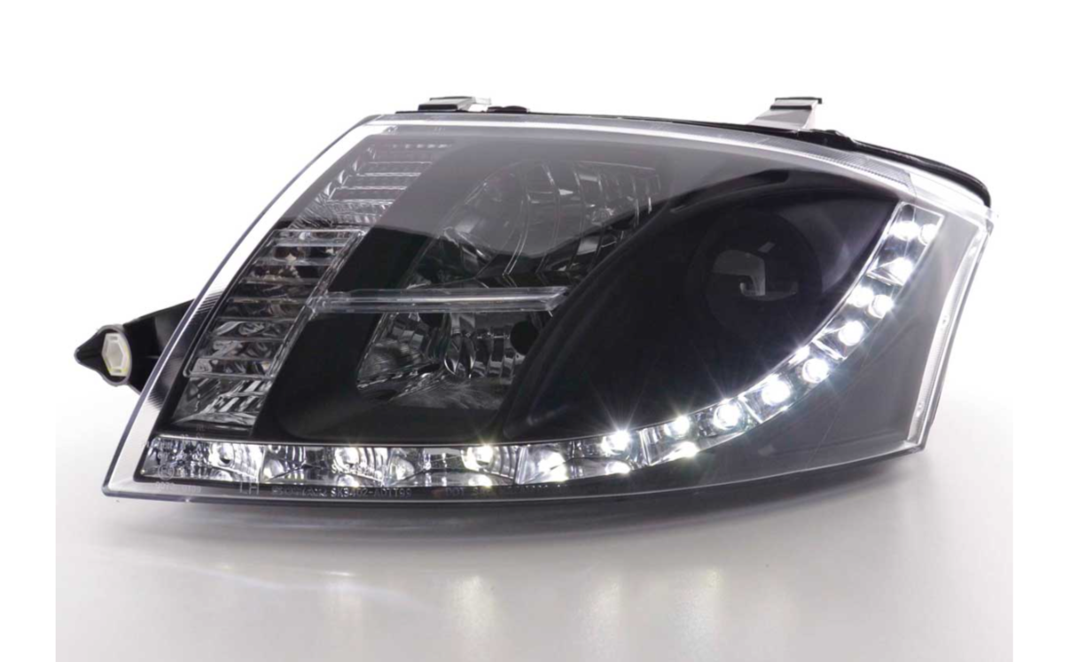 FK LED DRL Lightbar Scheinwerfer Audi TT 8N 99-06 schwarz 10 Pin +Servo 1,8 3,2 LHD