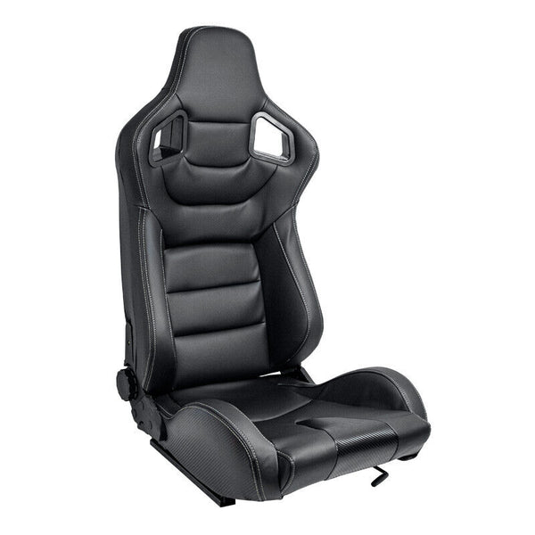 AUTOSTYLE x2 Universal Pair Sports Bucket Seats Black Carbon Grey Stitch runners