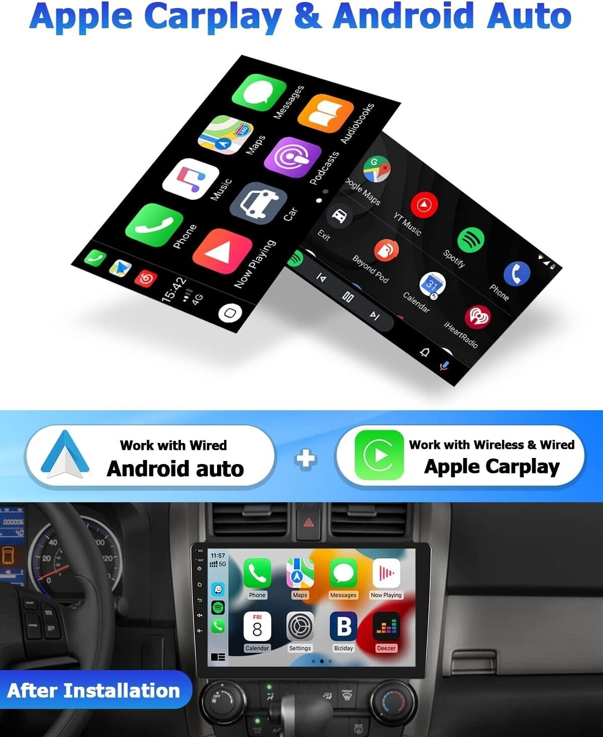Kaufe Autoradio Android-System Bluetooth Carplay Android Auto GPS MAP  Universal Auto Stereo MP5 Player