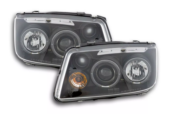 FK LED DRL Angel Eye Projektor Scheinwerfer Set VW Bora 1J 98-05 schwarz