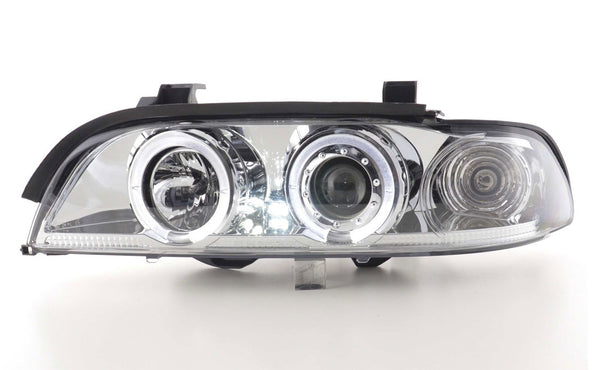 FK Set LED DRL Halo Angel Eyes Headlights BMW 5-series E39 95-00 Chrome M LHD