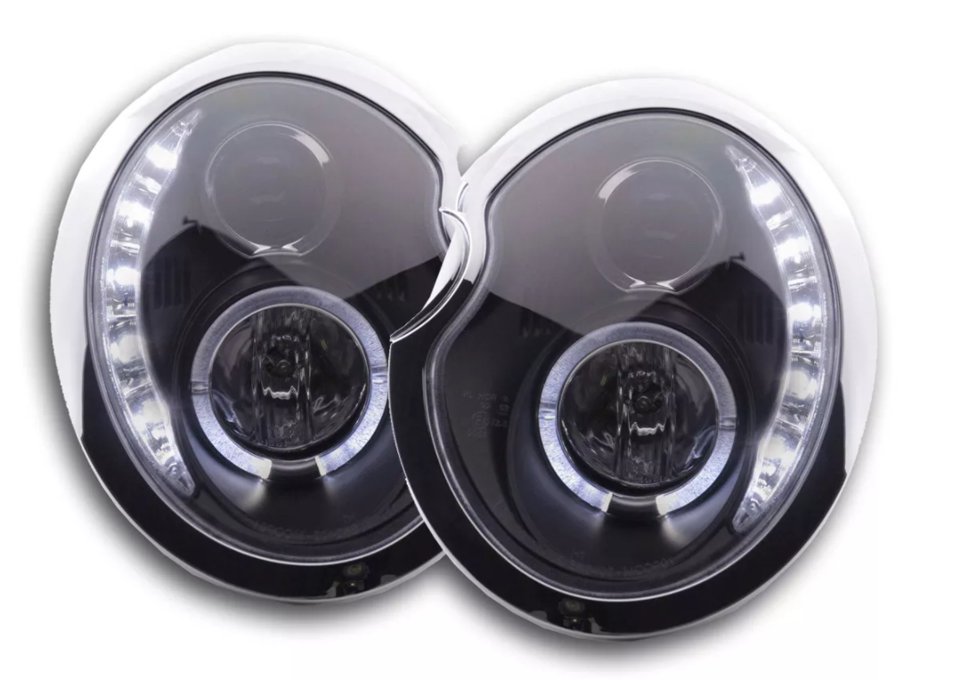 FK Set Par LED DRL Angel Eye Faros BMW Mini R50 R53 01-06 Negro Halo Jcw S