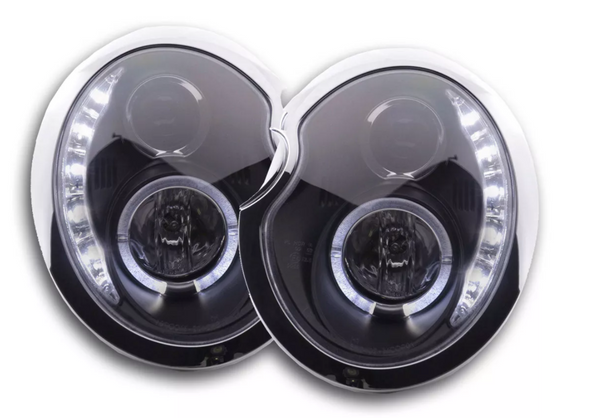 FK Set Par LED DRL Angel Eye Faros BMW Mini R50 R53 01-06 Negro Halo Jcw S