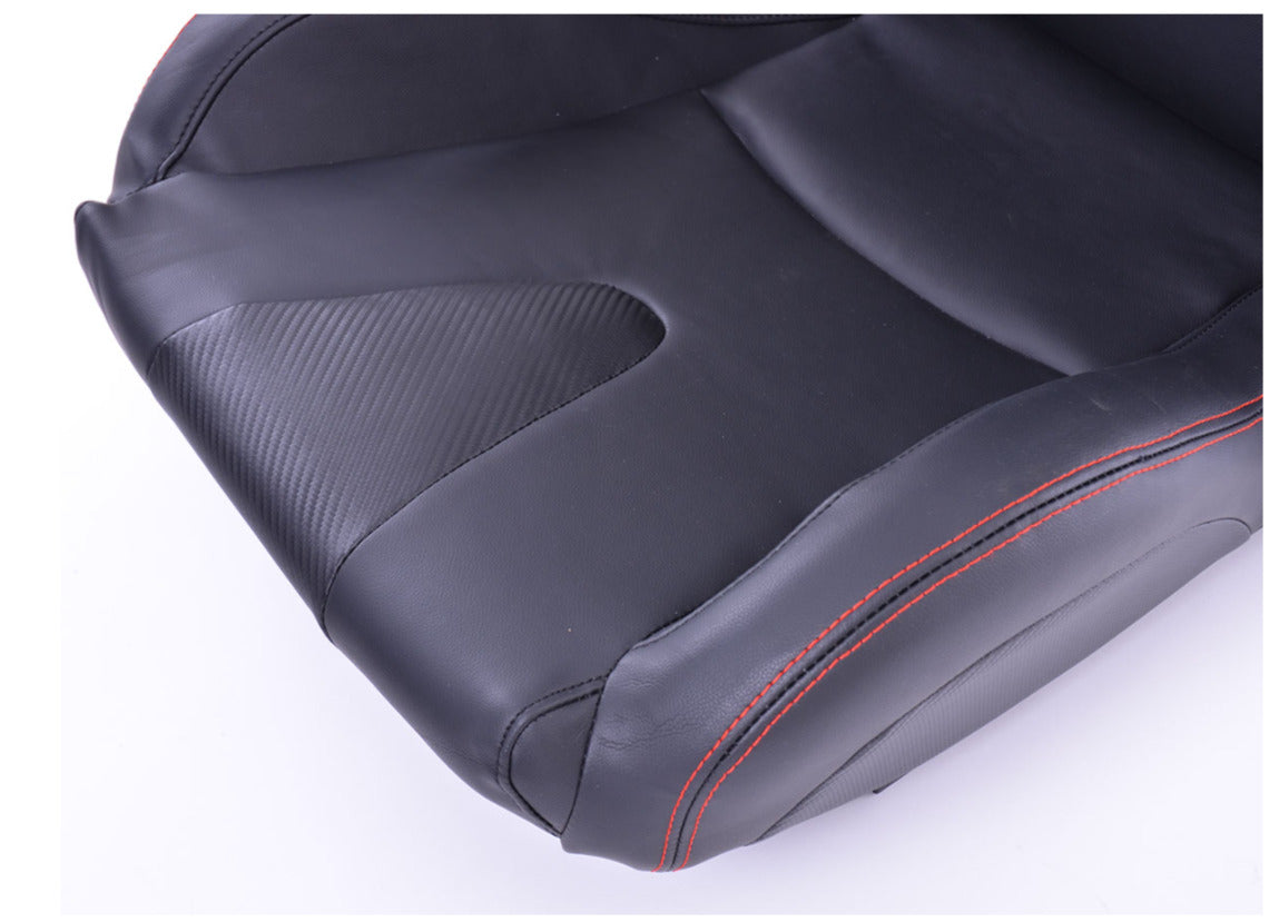 FK Universal Reclining Bucket Sports Seats - RS Carbon Fibre Black Red Stitch