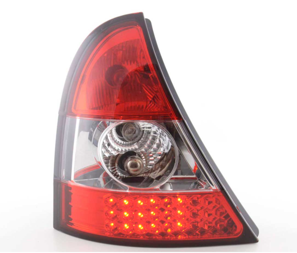 FK Paar LED-Lichtleiste DRL Rückleuchten Renault Clio 2 MK2 B 01-04 klar / rot LHD