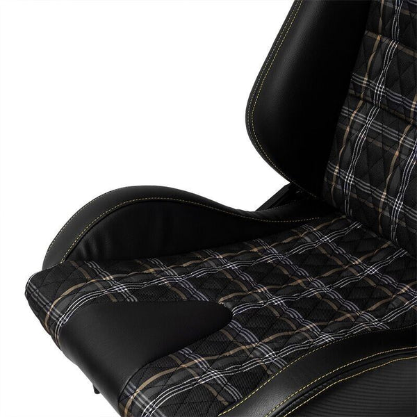 ATS GT x1 Universal Sports Bucket Seat Black & Yellow Check Plaid Golf GTI RS