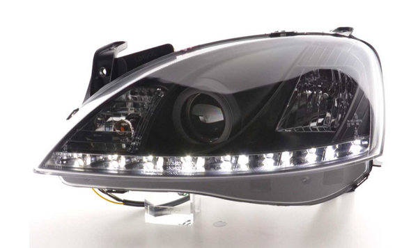 FK Set Opel Corsa C 01-06 LED DRL Halo Eye Lightbar Headlights Plug & Play LHD