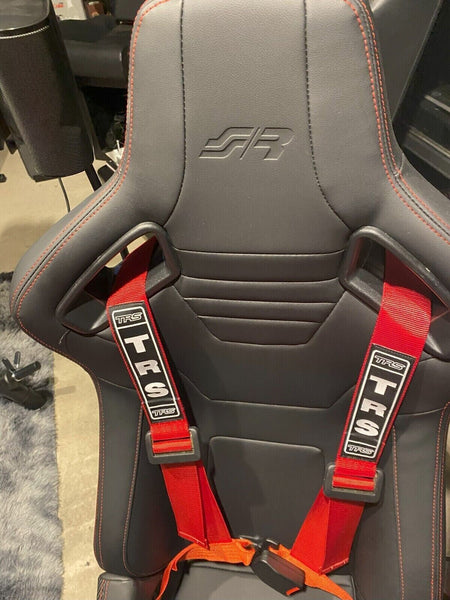 TRS Bolt-In 3 Point Car Sim Seatbelt Safety Harness RED Road Legal ECE Approved