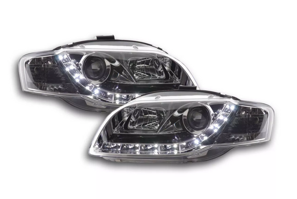 FK LED DRL Halo Lightbar Headlights Audi A4 B7 8E 05-07 chrome LHD S4