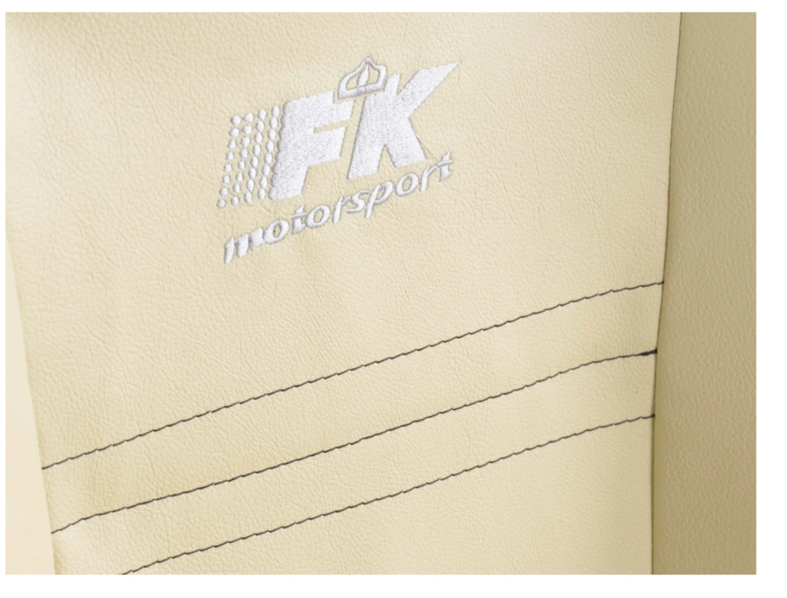 FK Pair Universal Reclining Bucket Motorsport Edition Seats - Beige Black Stitch