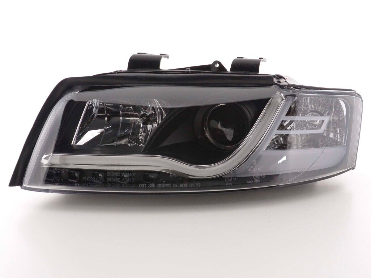 FK LED DRL Halo Lightbar Headlights Audi A4 B6 8E 01-04 Black S4 LHD