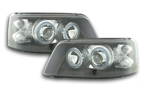 FK Pair Angel Eye headlights VW Transporter T5 7J / 7H 03-09 black LHD + RHD Uni