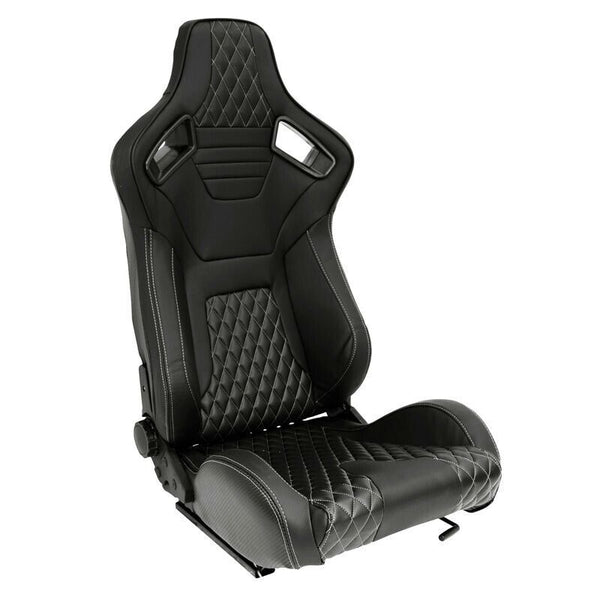 ATS AK x1 Univ Reclining Sports Bucket Seat Black Silver Stitch Carbon + slides