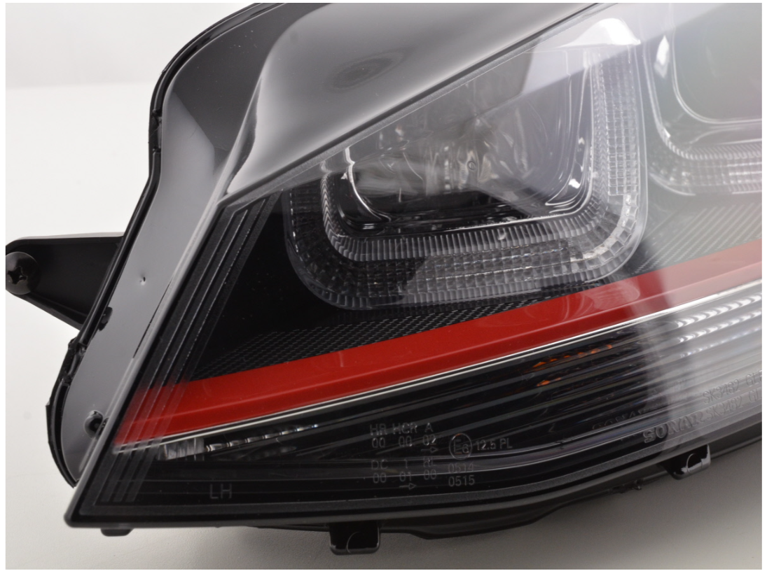 FK Paar VW Golf 7 MK7 LED RL 3D Lightbar Scheinwerfer DRL GTI 12+ Schwarz &amp; Rot LHD