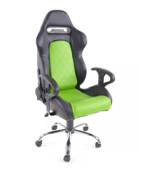 FK Executive Bucket Seat Office Swivel Gamer Chair - Motorsport Green & Black