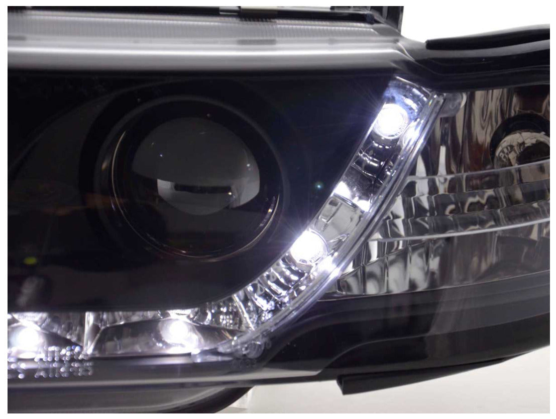 FK Vauxhall Opel Astra F 95-97 LED DRL Lightbar Halo Projector Headlights LHD