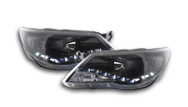 FK Pair LED DRL Projector Headlights VW Tiguan 5N 07-11 black RHD inc servo