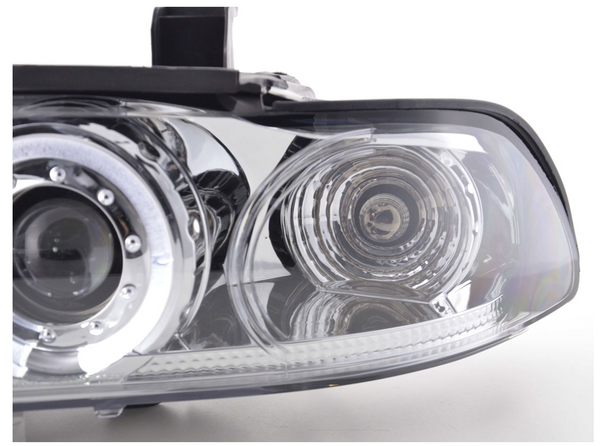 FK Set LED DRL Halo Angel Eyes Headlights BMW 5-series E39 95-00 Chrome M5 LHD