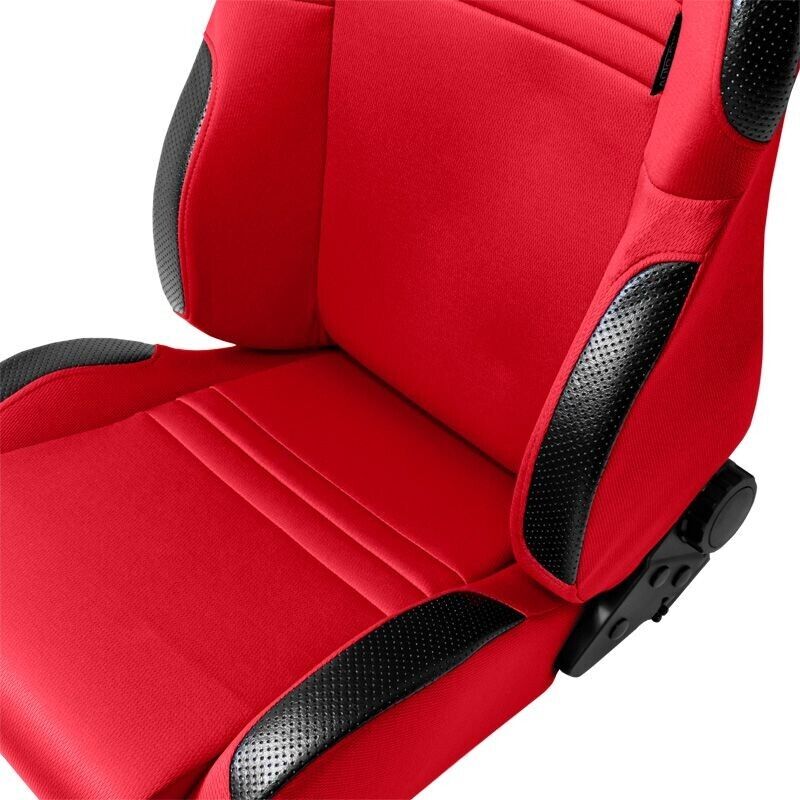 x1 ATS Red HD Textile Racing Car / Simulator Bucket Seat Recline & Fold + slides