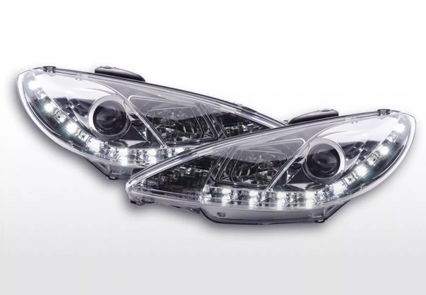 FK Pair LED DRL Lightbar Halo Lightbar headlights 206 S16 98+ chrome LHD