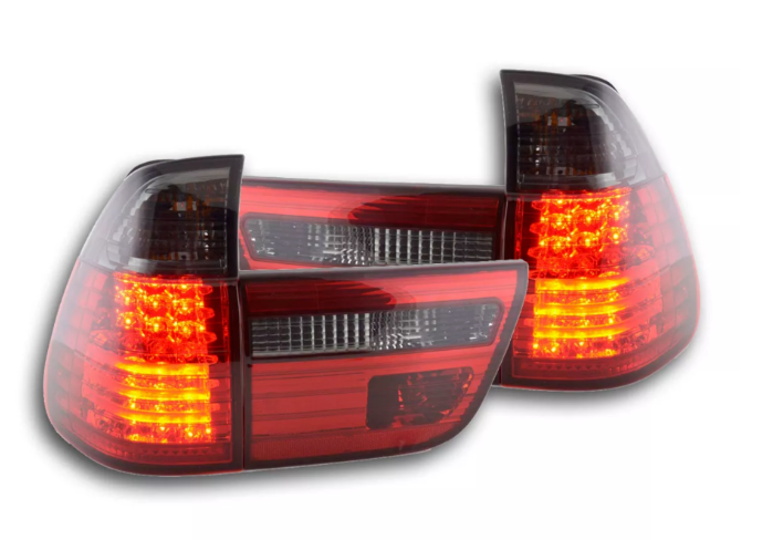 FK Paar Smoke BLACK LED DRL RÜCKLEUCHTEN BMW X5 E53 98-02 schwarz / rot LHD