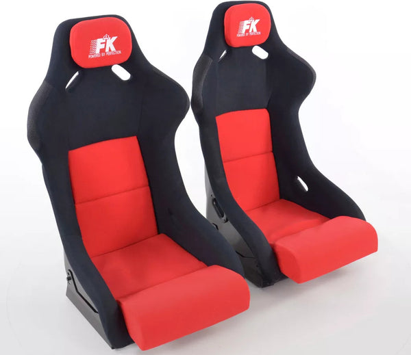 FK Pair Universal Fixed Back Bucket Sports Seats Evo Edition FB Back x4 Colours