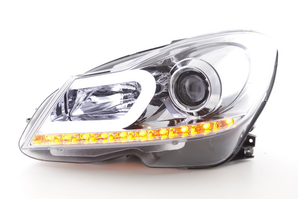 FK Set Mercedes C-Class W204 204 11-14 chrome LED DRL HEADLIGHTS AMG LHD C63