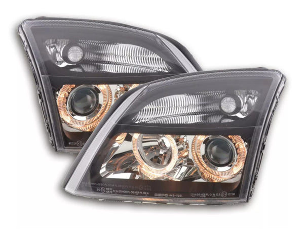 FK Pair LED DRL Halo Ring Headlights Opel Vauxhall Vectra C 02-04 black RHD LHD