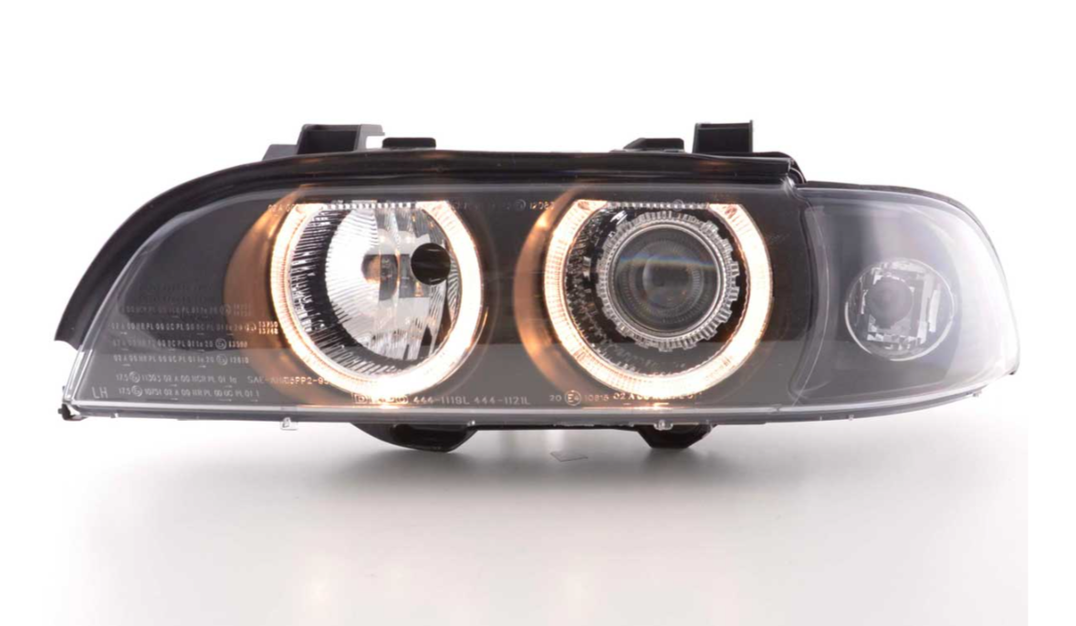 FK LED DRL Angel Eye Xenon Fari BMW 5-Serie E39 95-00 Nero M5 LHD Destro