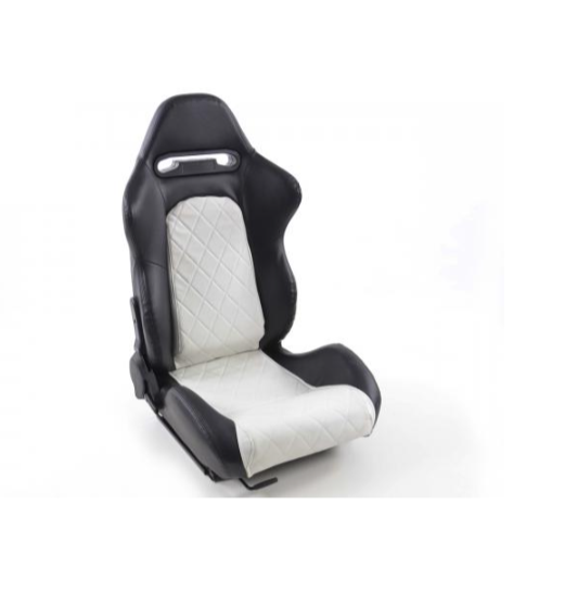 FK Universal Reclining Bucket Sports Seats - Deluxe Quilted Stitch Black & White