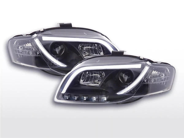 FK LED DRL Halo BRIGHT Lightbar LUXE Headlights Audi A4 B7 8E 04-08 BLACK LHD S4