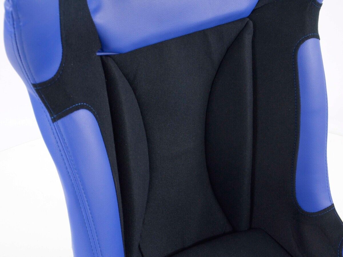 FK Pair BLUE BLACK Universal Full Bucket Sports Seats - Deluxe FG Glossy Back