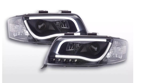 FK Pair LED DRL Halo Lightbar Black ESP Headlights A6 C5 4B 01-04 S6 LHD