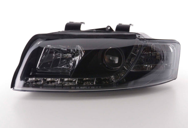 FK Set LED DRL Headlights Halo Lightbar Audi A4 b6 8E 01-04 Black LHD S4